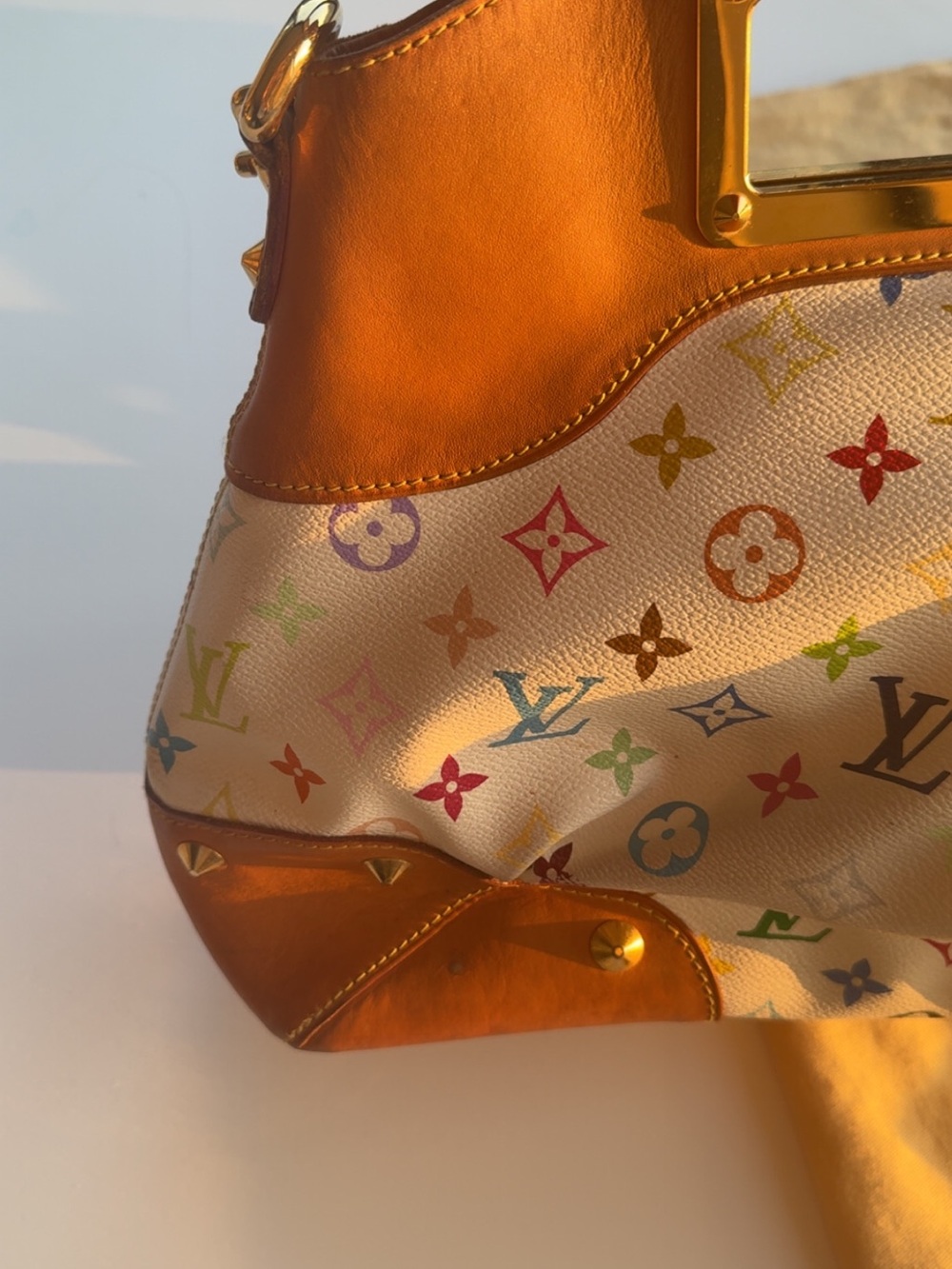 Louis Vuitton Multicolor Monogram Canvas Shoulder Bag with Brown Leather Trim - Picture 5 of 7